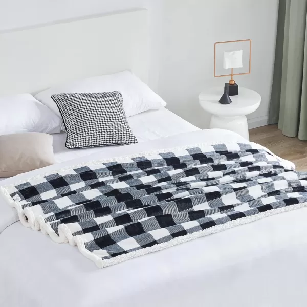 Touchat Sherpa Red and Black Buffalo Plaid Christmas Throw Blanket Fuzzy Fluffy Soft Cozy Blanket Fleece Flannel Plush Microfiber Blanket for Couch Bed Sofa 60quot X 70quotBlack