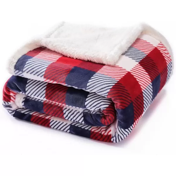 Touchat Sherpa Red and Black Buffalo Plaid Christmas Throw Blanket Fuzzy Fluffy Soft Cozy Blanket Fleece Flannel Plush Microfiber Blanket for Couch Bed Sofa 60quot X 70quotRed Color