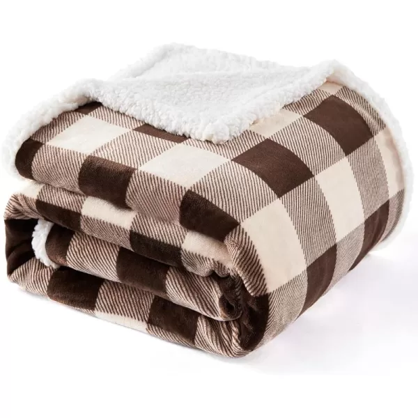 Touchat Sherpa Red and Black Buffalo Plaid Christmas Throw Blanket Fuzzy Fluffy Soft Cozy Blanket Fleece Flannel Plush Microfiber Blanket for Couch Bed Sofa 60quot X 70quotBrown01