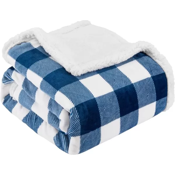 Touchat Sherpa Red and Black Buffalo Plaid Christmas Throw Blanket Fuzzy Fluffy Soft Cozy Blanket Fleece Flannel Plush Microfiber Blanket for Couch Bed Sofa 60quot X 70quotNavy