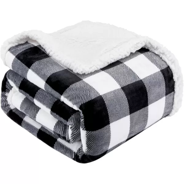 Touchat Sherpa Red and Black Buffalo Plaid Christmas Throw Blanket Fuzzy Fluffy Soft Cozy Blanket Fleece Flannel Plush Microfiber Blanket for Couch Bed Sofa 60quot X 70quotBlack