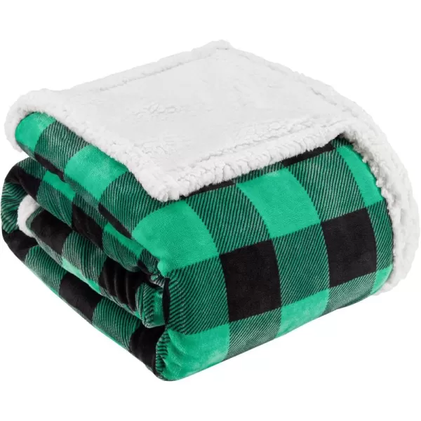 Touchat Sherpa Red and Black Buffalo Plaid Christmas Throw Blanket Fuzzy Fluffy Soft Cozy Blanket Fleece Flannel Plush Microfiber Blanket for Couch Bed Sofa 60quot X 70quotGreen