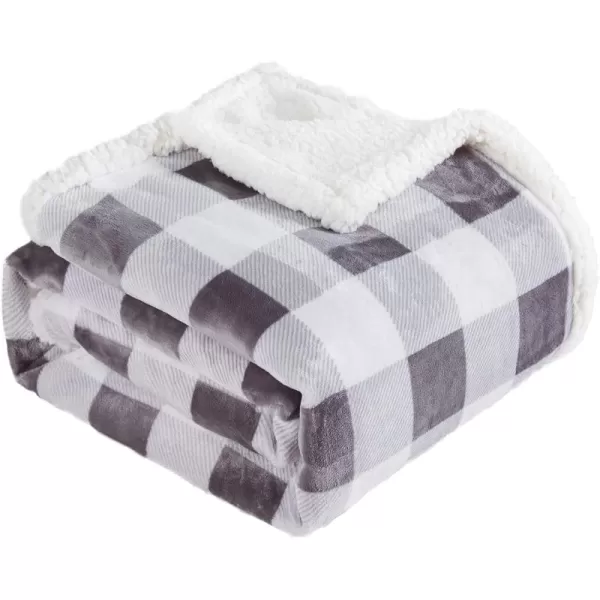 Touchat Sherpa Red and Black Buffalo Plaid Christmas Throw Blanket Fuzzy Fluffy Soft Cozy Blanket Fleece Flannel Plush Microfiber Blanket for Couch Bed Sofa 60quot X 70quotGrey