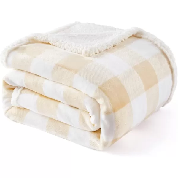 Touchat Sherpa Red and Black Buffalo Plaid Christmas Throw Blanket Fuzzy Fluffy Soft Cozy Blanket Fleece Flannel Plush Microfiber Blanket for Couch Bed Sofa 60quot X 70quotBeige