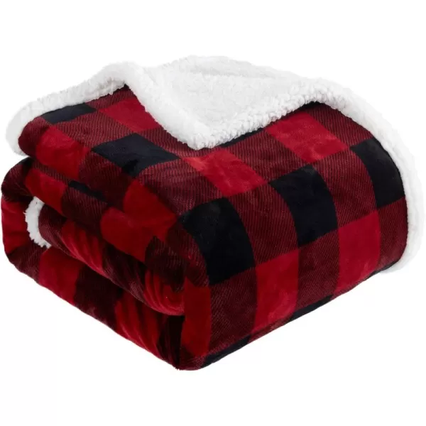 Touchat Sherpa Red and Black Buffalo Plaid Christmas Throw Blanket Fuzzy Fluffy Soft Cozy Blanket Fleece Flannel Plush Microfiber Blanket for Couch Bed Sofa 60quot X 70quotRed