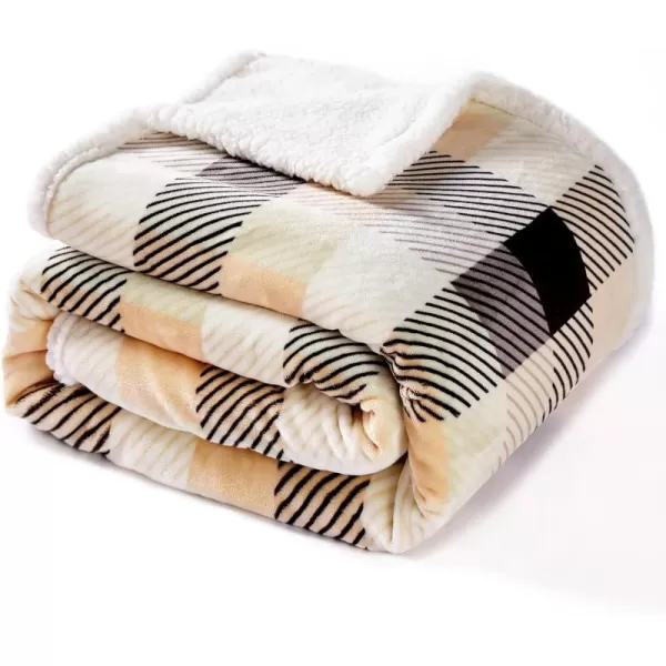 Touchat Sherpa Red and Black Buffalo Plaid Christmas Throw Blanket Fuzzy Fluffy Soft Cozy Blanket Fleece Flannel Plush Microfiber Blanket for Couch Bed Sofa 60quot X 70quotBrown Color