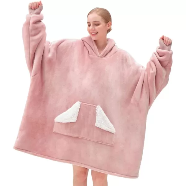 Touchat Wearable Blanket Hoodie Oversized Sherpa Blanket Sweatshirt with Hood Pocket and Sleeves Gifts Hooded Blanket for Adult Women Men BlackPink