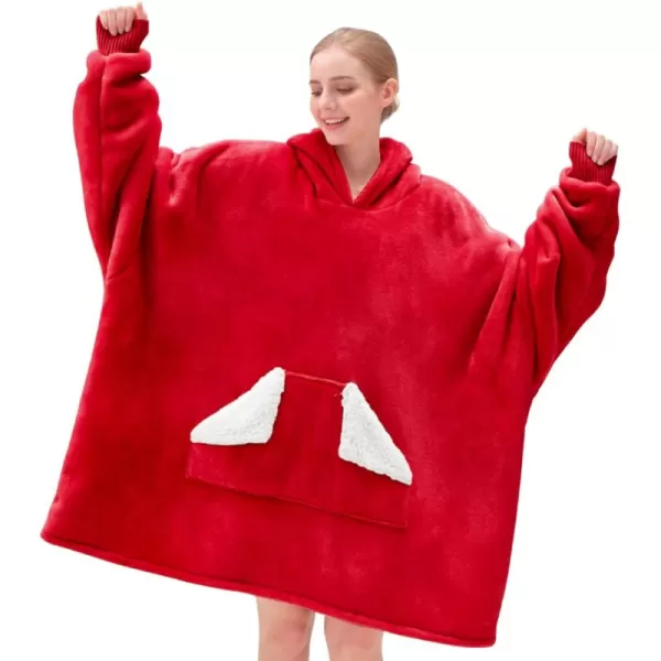 Touchat Wearable Blanket Hoodie Oversized Sherpa Blanket Sweatshirt with Hood Pocket and Sleeves Gifts Hooded Blanket for Adult Women Men BlackWine