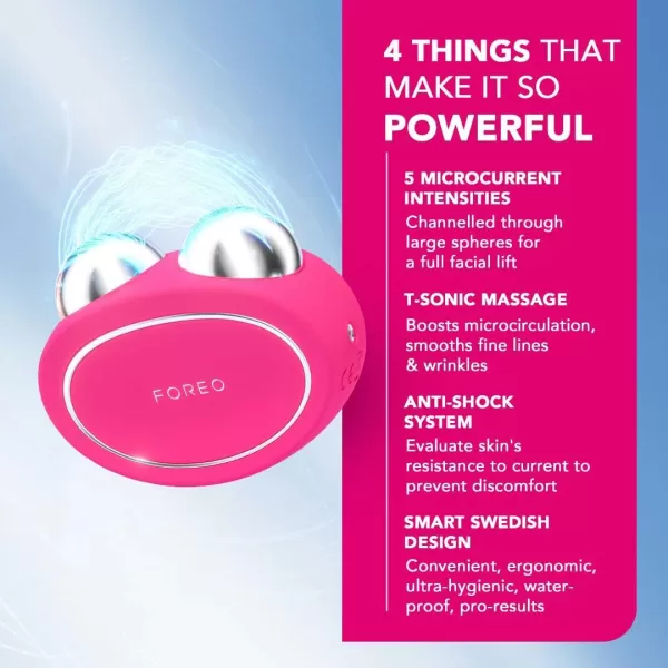 FOREO Bear Microcurrent Facial Device  Face Sculpting Tool  Instant Face Lift  Firm ampamp Contour  NonInvasive  Increases Absorption of Facial Skin Care ProductsFuchsia