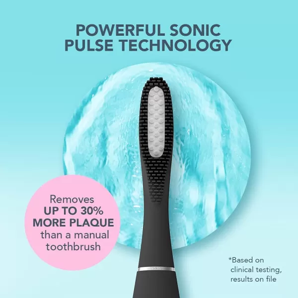 FOREO ISSA Black Rechargeable Electric UltraHygienic Sonic Toothbrush with Silicone ampamp PBT Polymer BristlesBlack