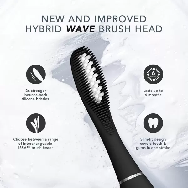 FOREO ISSA Black Rechargeable Electric UltraHygienic Sonic Toothbrush with Silicone ampamp PBT Polymer BristlesBlack