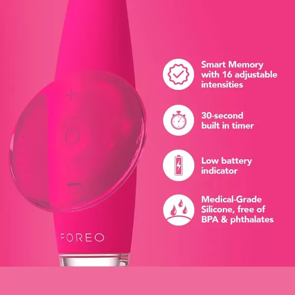 FOREO ISSA Black Rechargeable Electric UltraHygienic Sonic Toothbrush with Silicone ampamp PBT Polymer BristlesFuchsia