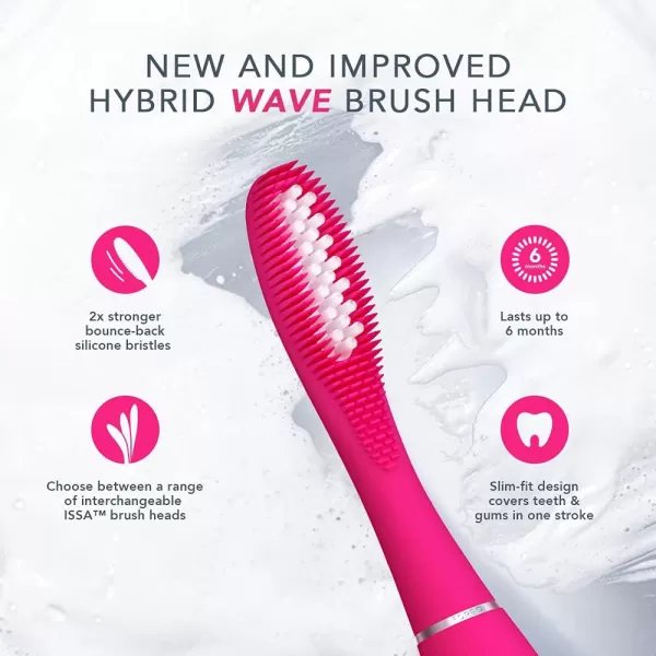 FOREO ISSA Black Rechargeable Electric UltraHygienic Sonic Toothbrush with Silicone ampamp PBT Polymer BristlesFuchsia