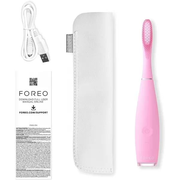 FOREO ISSA Black Rechargeable Electric UltraHygienic Sonic Toothbrush with Silicone ampamp PBT Polymer BristlesPink