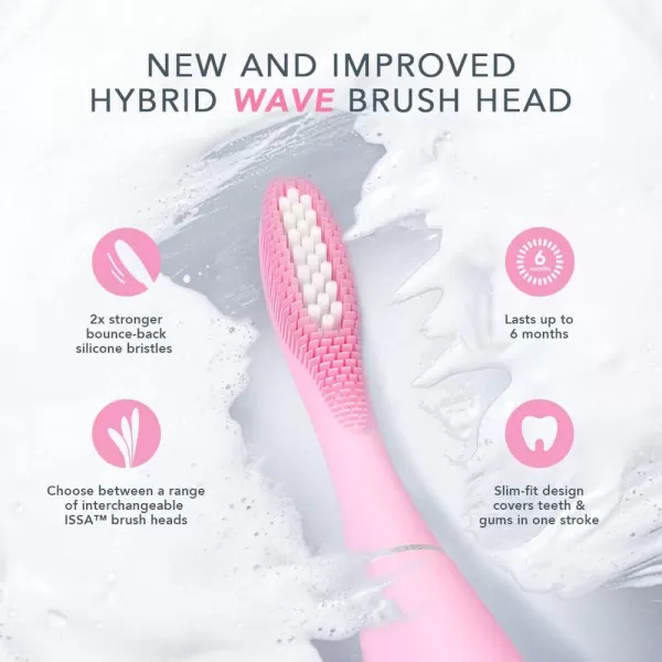 FOREO ISSA Black Rechargeable Electric UltraHygienic Sonic Toothbrush with Silicone ampamp PBT Polymer BristlesPink