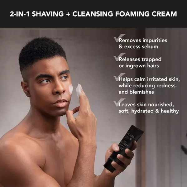 FOREO LUNA 2in1 Shaving Cream  Cleansing Foaming Cream  Pore Minimizer  Face Wash  Vitamin E  Clean Skin ampamp Shaving Comfort  Vegan  No Razor Burn  All Skin Types  33 floz