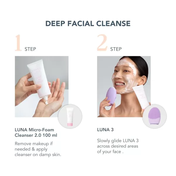 FOREO Luna 3 Facial Cleansing Brush  Anti Aging Face Massager  Enhances Absorption of Facial Skin Care Products  for Clean ampamp Healthy Face Care  Simple ampamp Easy  WaterproofSet