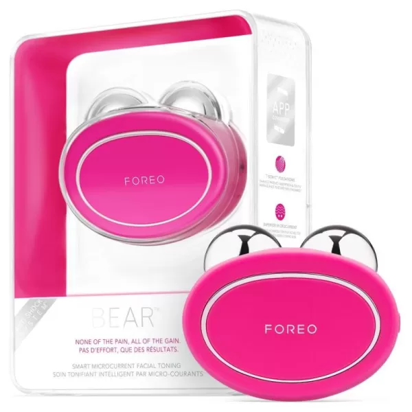 FOREO Bear Microcurrent Facial Device  Face Sculpting Tool  Instant Face Lift  Firm ampamp Contour  NonInvasive  Increases Absorption of Facial Skin Care ProductsFuchsia