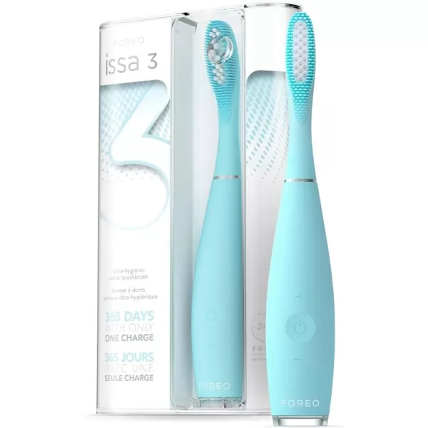 FOREO ISSA Black Rechargeable Electric UltraHygienic Sonic Toothbrush with Silicone ampamp PBT Polymer BristlesMint