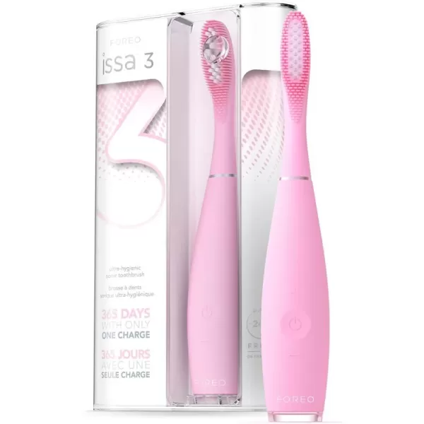 FOREO ISSA Black Rechargeable Electric UltraHygienic Sonic Toothbrush with Silicone ampamp PBT Polymer BristlesPink