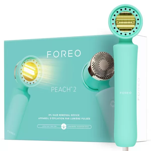 FOREO PEACH 2 IPL Hair Removal Device  Fast ampamp Pain free Permanent Hair Removal  For Full Body ampamp Face  Skin Cooling System  Silicone Shield  Alternative to Laser Hair Removal Customizable Mint