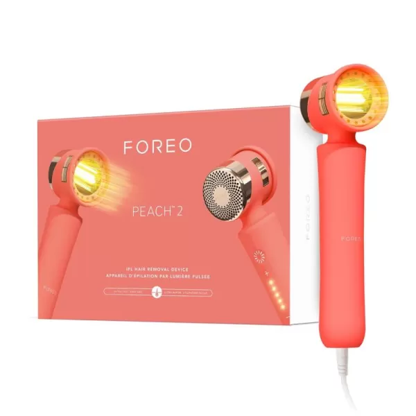 FOREO PEACH 2 IPL Hair Removal Device  Fast ampamp Pain free Permanent Hair Removal  For Full Body ampamp Face  Skin Cooling System  Silicone Shield  Alternative to Laser Hair Removal Customizable Peach