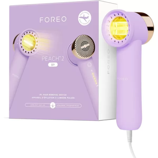 FOREO Peach 2 go IPL Hair Removal Device  TravelFriendly Permanent Hair Removal  Laser Hair Removal  Body ampamp Face  Painless Hair Removal  Skin Cooling ampamp Silicone Shield  Customizable LavanderLavander