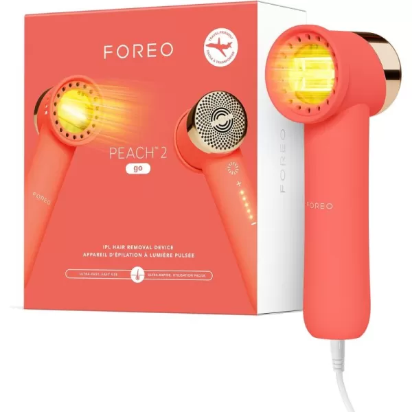 FOREO Peach 2 go IPL Hair Removal Device  TravelFriendly Permanent Hair Removal  Laser Hair Removal  Body ampamp Face  Painless Hair Removal  Skin Cooling ampamp Silicone Shield  Customizable LavanderCoral