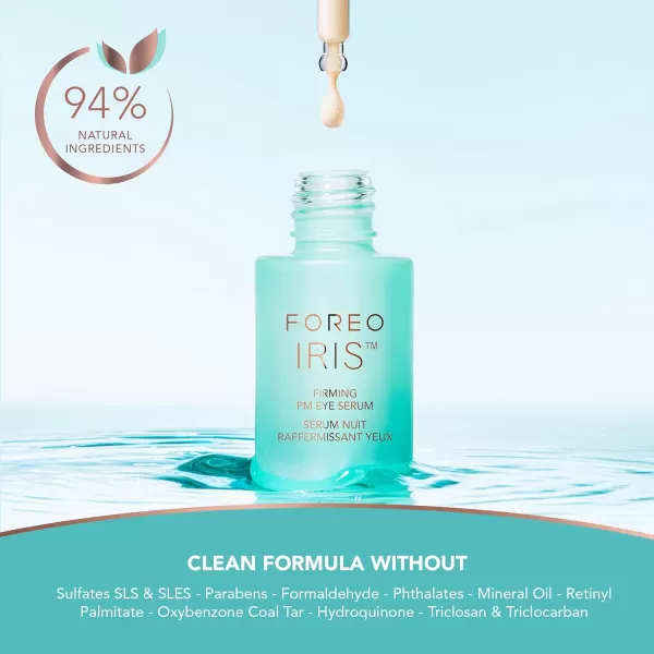 Foreo IRIS Firming PM Eye Serum  Retinol  Mushroom Extract  Vitamin E  Bakuchiol  Travel size Eye Treatment Products  Dark Circles ampamp Eye Bags  Fragrance Free  All Skin Types  05 oz