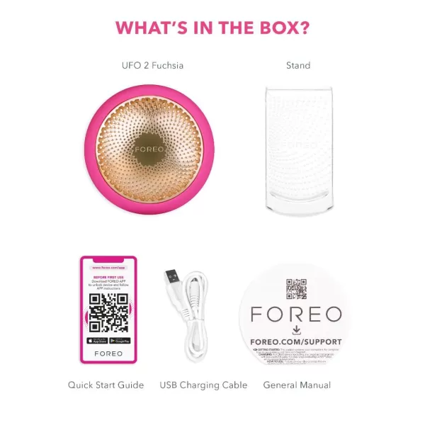 FOREO UFO 2 Red Light Therapy for Face  Anti Aging Face Moisturizer and Dark Spot Remover  for Deep Facial Hydration  Full LED Spectrum  FuchsiaFuchsia