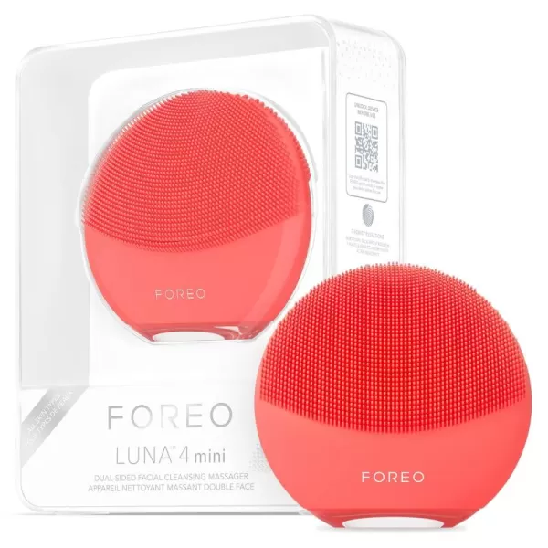 FOREO LUNA 4 mini Face Cleansing Brush ampamp Face Massager  Premium Face Care  Enhances Absorption of Facial Skin Care Products  Simple Skin Care Tools  for All Skin TypesCoral