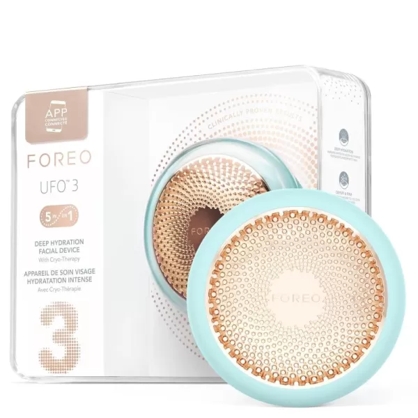 FOREO UFO 3 Deep Face Moisturiser  5in1 Facial Spa  Red Light Warming Cooling Face Massage Anti Aging  Face Mask Skin Care  Pearl PinkArctic Blue