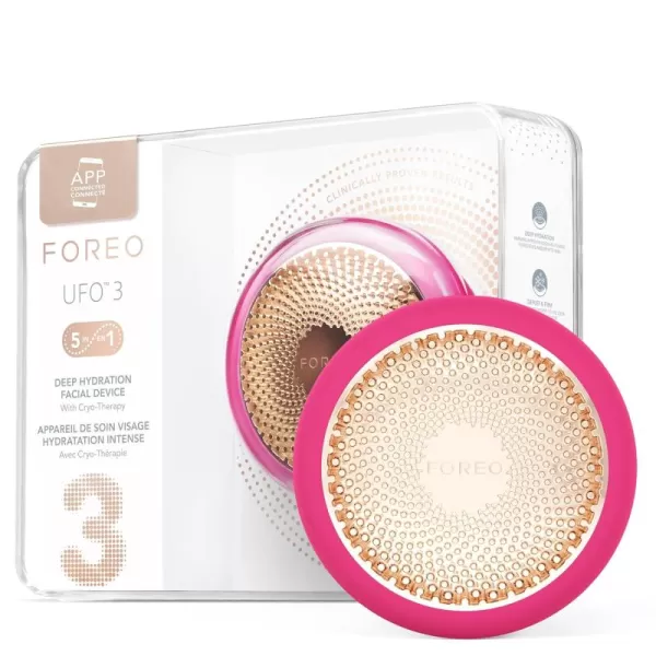 FOREO UFO 3 Deep Face Moisturiser  5in1 Facial Spa  Red Light Warming Cooling Face Massage Anti Aging  Face Mask Skin Care  Pearl PinkFuchsia