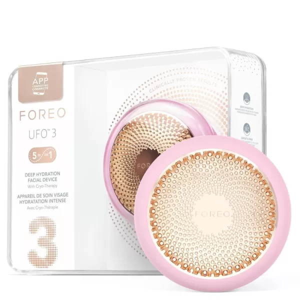 FOREO UFO 3 Deep Face Moisturiser  5in1 Facial Spa  Red Light Warming Cooling Face Massage Anti Aging  Face Mask Skin Care  Pearl PinkPearl Pink