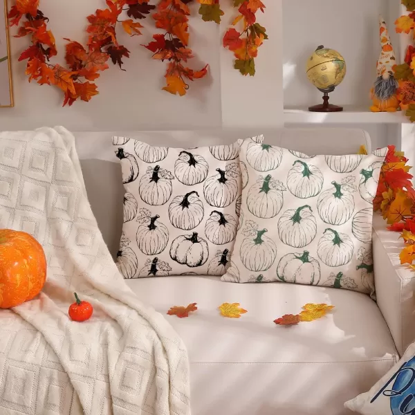 DFXSZ Fall Pillow Covers 18x18 inch Set of 2 Fall Decoration White Lines Pumpkin Decor Orange Autumn Pillow Cover Thanksgiving Decoration for Home Couch 125BBlack Pumpkins