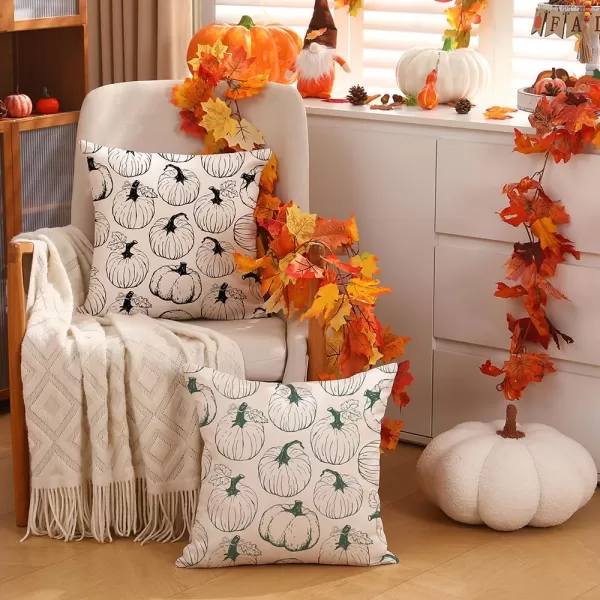 DFXSZ Fall Pillow Covers 18x18 inch Set of 2 Fall Decoration White Lines Pumpkin Decor Orange Autumn Pillow Cover Thanksgiving Decoration for Home Couch 125BBlack Pumpkins