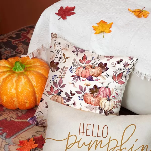 DFXSZ Fall Pillow Covers 18x18 inch Set of 2 Pumpkin Maple Leaf Flower Decorative Throw Pillow Covers Autumn Thanksgiving Farmhouse Decoration for Home couchOrange Red