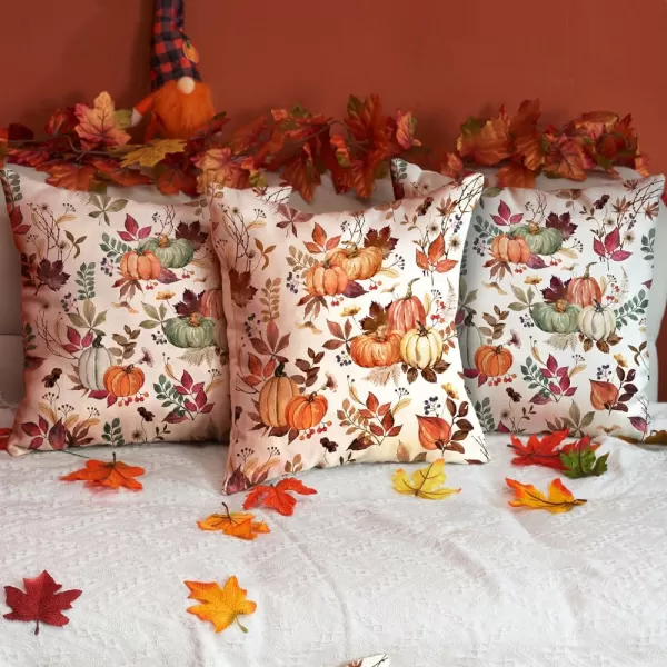 DFXSZ Fall Pillow Covers 18x18 inch Set of 2 Pumpkin Maple Leaf Flower Decorative Throw Pillow Covers Autumn Thanksgiving Farmhouse Decoration for Home couchOrange