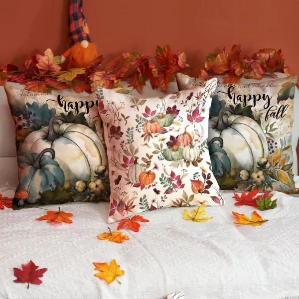 DFXSZ Fall Pillow Covers 18x18 inch Set of 2 Pumpkin Maple Leaf Flower Decorative Throw Pillow Covers Autumn Thanksgiving Farmhouse Decoration for Home couchWhite