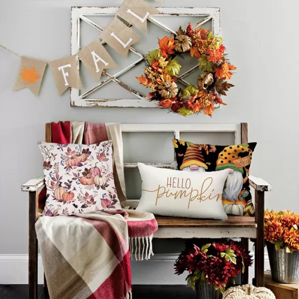 DFXSZ Fall Pillow Covers 18x18 inch Set of 2 Pumpkin Maple Leaf Flower Decorative Throw Pillow Covers Autumn Thanksgiving Farmhouse Decoration for Home couchOrange Red
