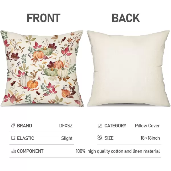 DFXSZ Fall Pillow Covers 18x18 inch Set of 2 Pumpkin Maple Leaf Flower Decorative Throw Pillow Covers Autumn Thanksgiving Farmhouse Decoration for Home couchWhite