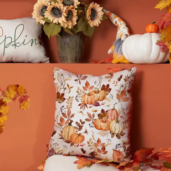 DFXSZ Fall Pillow Covers 18x18 inch Set of 2 Pumpkin Maple Leaf Flower Decorative Throw Pillow Covers Autumn Thanksgiving Farmhouse Decoration for Home couchOrange