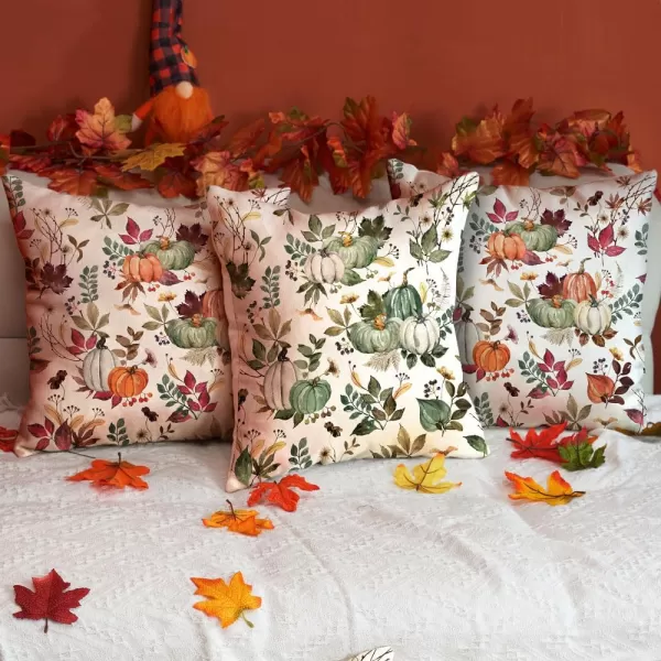DFXSZ Fall Pillow Covers 18x18 inch Set of 2 Pumpkin Maple Leaf Flower Decorative Throw Pillow Covers Autumn Thanksgiving Farmhouse Decoration for Home couchGreen2