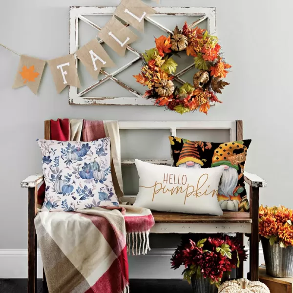 DFXSZ Fall Pillow Covers 18x18 inch Set of 2 Pumpkin Maple Leaf Flower Decorative Throw Pillow Covers Autumn Thanksgiving Farmhouse Decoration for Home couchBlue1