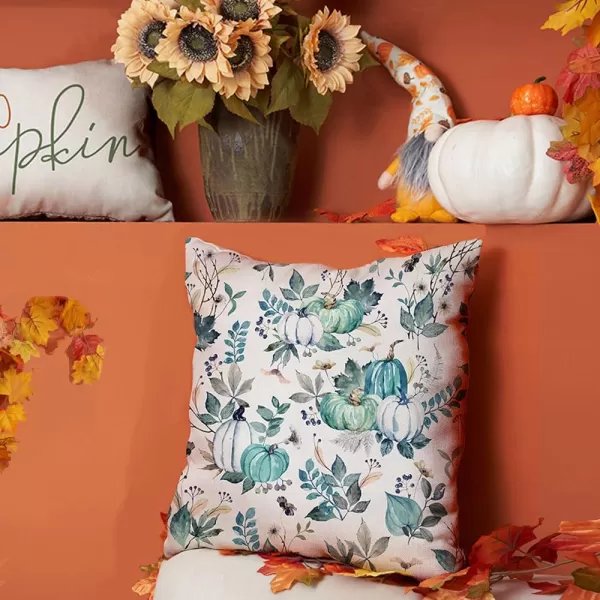 DFXSZ Fall Pillow Covers 18x18 inch Set of 2 Pumpkin Maple Leaf Flower Decorative Throw Pillow Covers Autumn Thanksgiving Farmhouse Decoration for Home couchGreen3