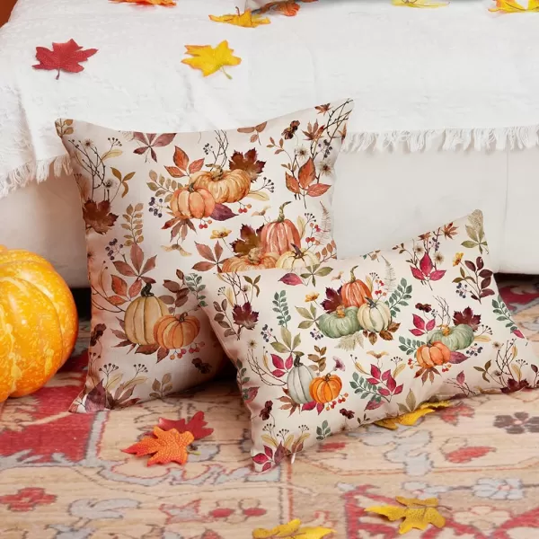 DFXSZ Fall Pillow Covers 18x18 inch Set of 2 Pumpkin Maple Leaf Flower Decorative Throw Pillow Covers Autumn Thanksgiving Farmhouse Decoration for Home couchOrange
