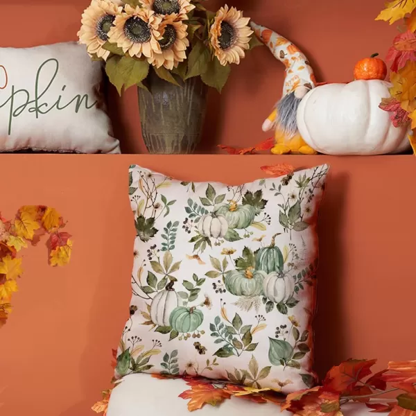 DFXSZ Fall Pillow Covers 18x18 inch Set of 2 Pumpkin Maple Leaf Flower Decorative Throw Pillow Covers Autumn Thanksgiving Farmhouse Decoration for Home couchGreen2