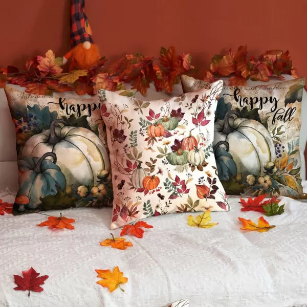 DFXSZ Fall Pillow Covers 18x18 inch Set of 2 Pumpkin Maple Leaf Flower Decorative Throw Pillow Covers Autumn Thanksgiving Farmhouse Decoration for Home couchWhite
