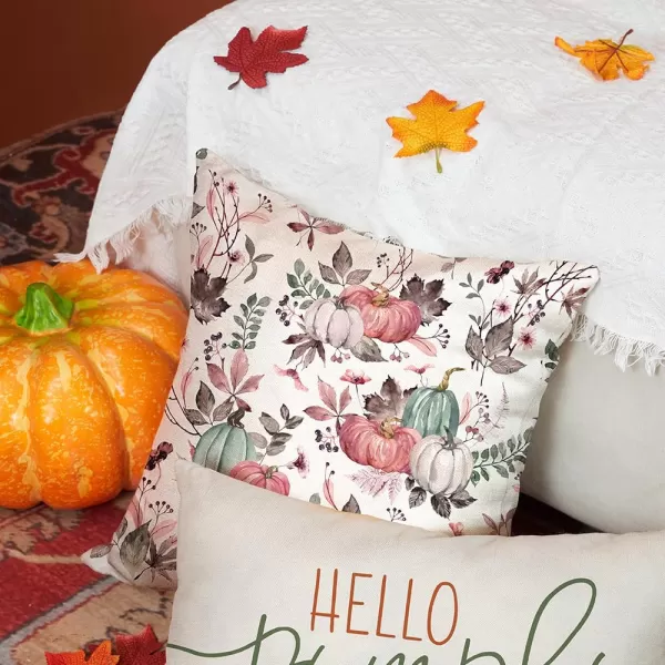DFXSZ Fall Pillow Covers 18x18 inch Set of 2 Pumpkin Maple Leaf Flower Decorative Throw Pillow Covers Autumn Thanksgiving Farmhouse Decoration for Home couchPink