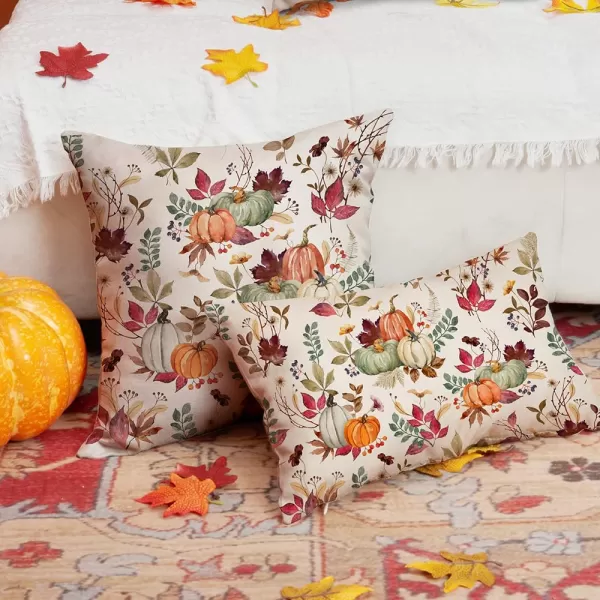 DFXSZ Fall Pillow Covers 18x18 inch Set of 2 Pumpkin Maple Leaf Flower Decorative Throw Pillow Covers Autumn Thanksgiving Farmhouse Decoration for Home couchWhite